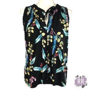 MEADOW RUE Floral Ruffle Tie Top